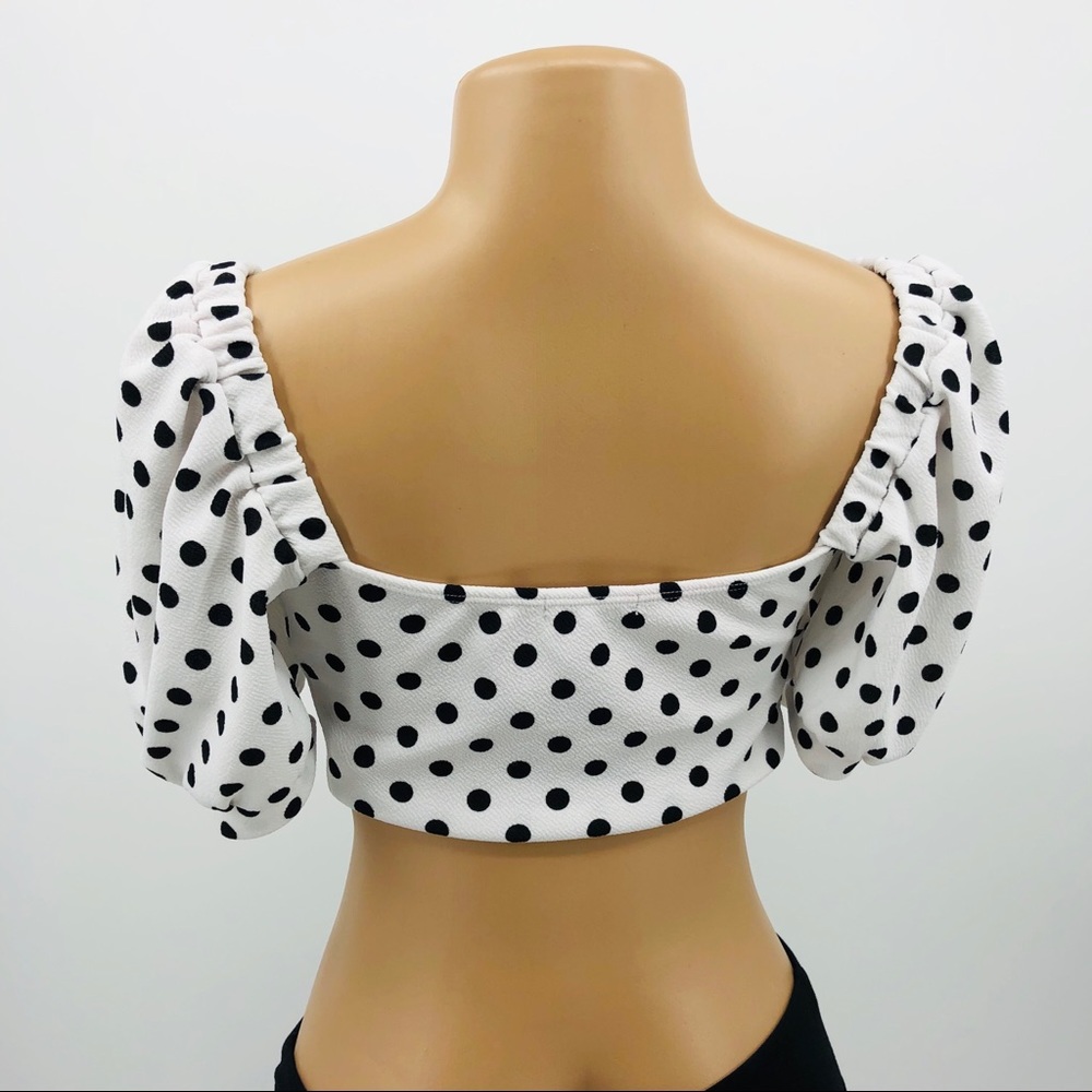 Charlotte Russe Polka Dot Off Shoulder Crop Top - Picture 5 of 7